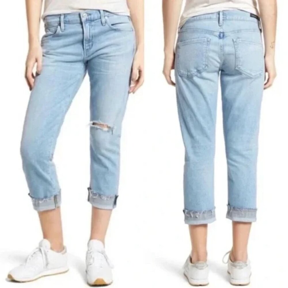 Citizens Of Humanity Light Blue Distressed‎ - Emerson Crop Slim Boyfriend Jeans